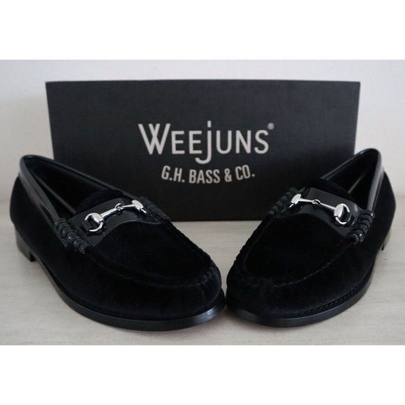 Weejuns by G.H Bass & Co. Men's Sz 6 Black Lianna Velvet/Leather Loafers $135 - Picture 3 of 8